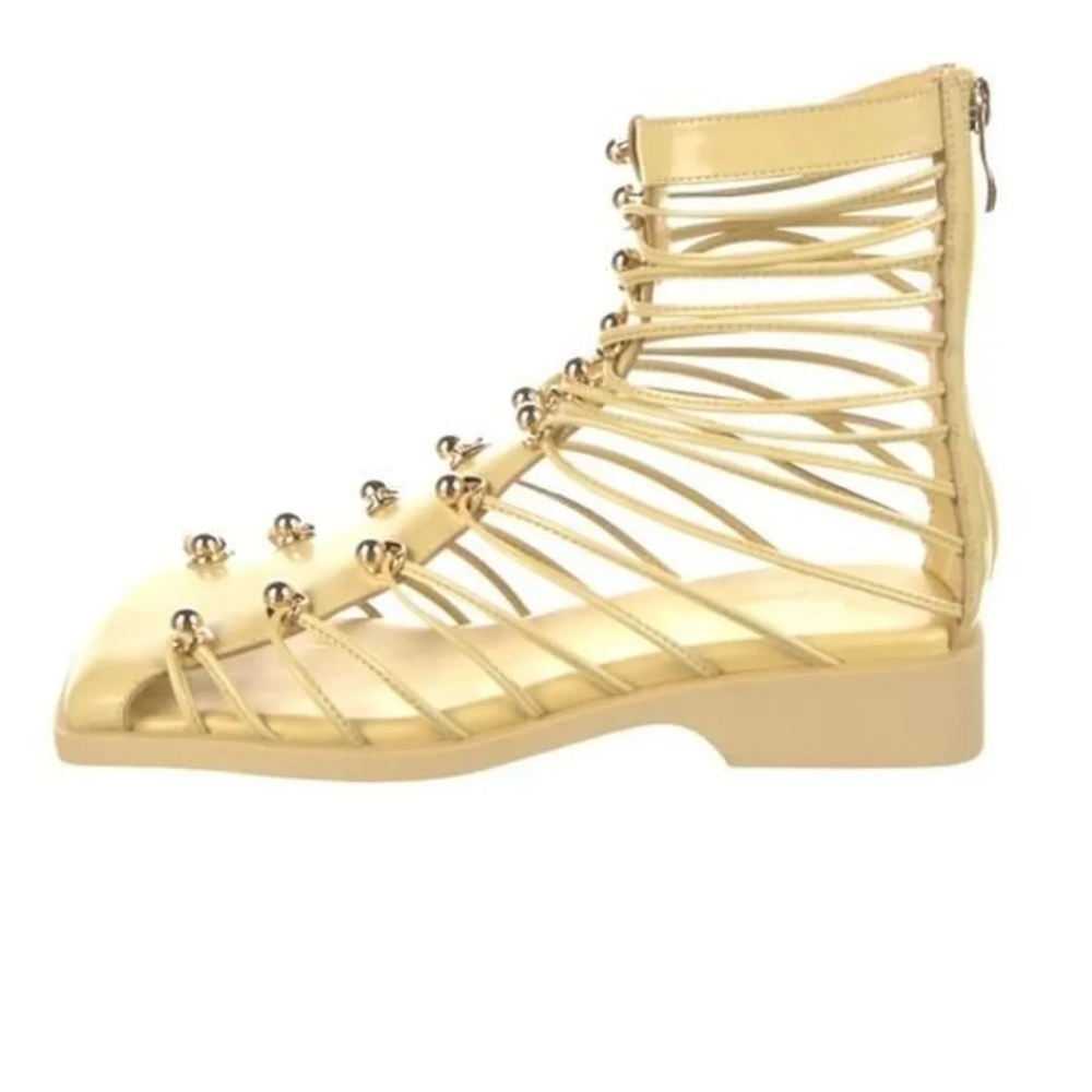 NIB! VIVIENNE HU Leather Lemon Gladiator Studded Ankle Boots - Picture 5 of 10